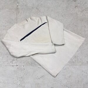 Mens vintage striped cream and navy heavyweight Longsleeve shirt size Medium